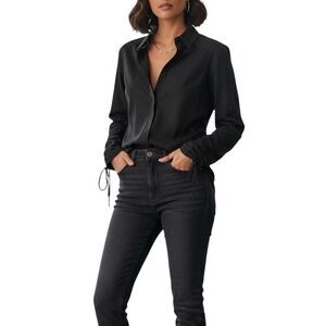 DKNY Jeans Women Long Sleeve Blouse Top Button Down Shirt Small